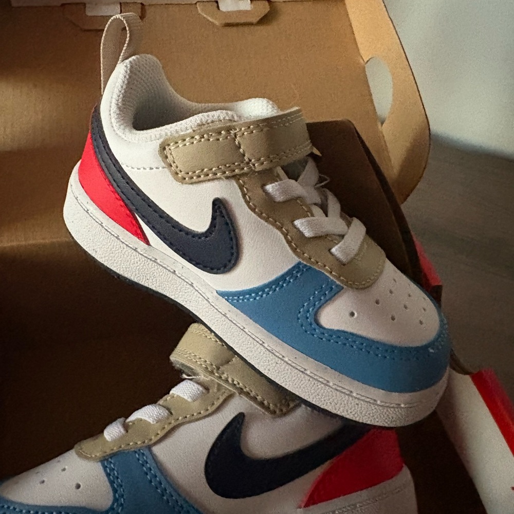Nike Kids' White, Blue, and Red Sneakers